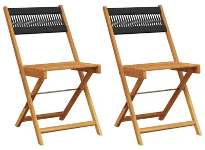 Imagen del producto de Juego de 2 sillas de bistró plegables de madera de acacia