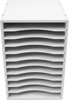 Zdjęcie produktu dla Pionowy organizer na dokumenty – regał na akta – 11 przegródek – format A4/Letter – płyta laminowana i PVC – udźwig 60 kg – kolor biały