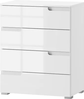 Produktbild von Furniture24 Kommode Selene 04 mit 4 Schubladen Weiß/Weiß Hochganz Schubladenkommode Schubladenschrank