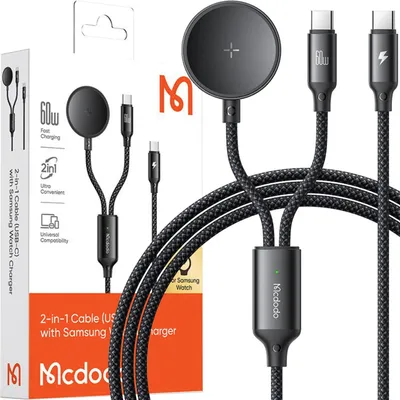 Obrázok produktu pre Mcdodo CA-4210 du viename USB-C laidas + Samsung Watch įkroviklis, 60 W, 1.2 m