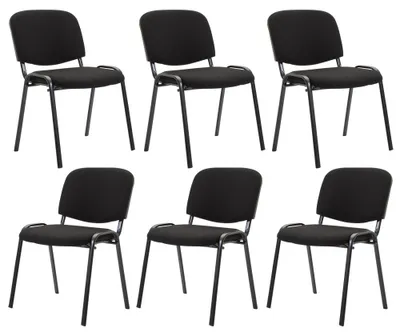 Produktbild von CLP 6er Set Besucherstuhl Ken Stoff stapelbar und mit robustem Metallgestell schwarz