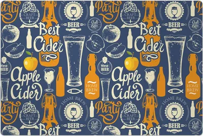 Produktbild von Küchenmatte 140x210 cm Vinylmatte Bodenmatte Dekoration - Bier Apfelwein und Apfel
