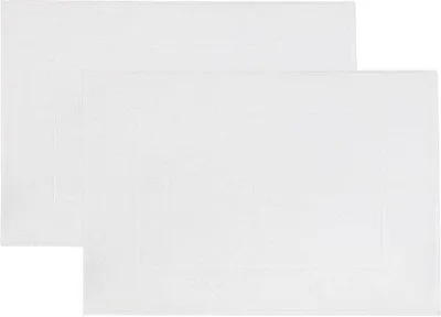 Produktbild von Famanu Set von 2 Badmatten 50 x 70 cm - Baumwolle - hochwertiger Zwirnfrottee - in Weiß - Hotelqualität -  -