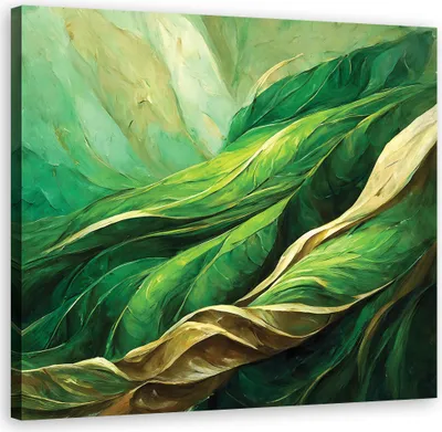 Produktbild von Leinwandbild Blätter-Abstraktion Grün 50x50 Feeby Grün bild für die wand bereit zum aufhängen