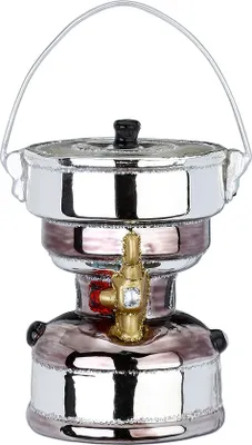 Produktbild von Christbaumschmuck Glas Campingkocher 11cm silber