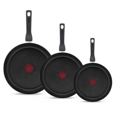 Produktbild von Tefal Hard Titanium Pro Pfannenset - Bratpfannen - Ø20/24/28cm - Extra tief - Induktion - Aluminium - Schwarz