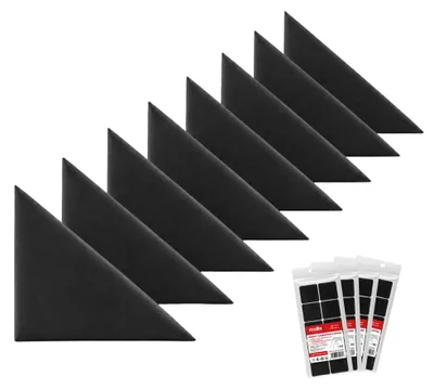 Produktbild von STEGU Polsterpaneel-Set 8× Dreieck 30x30 cm inkl. Klettband Kopfteil Schlafzimmer Schwarz