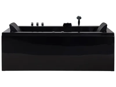 Obrázok produktu pre BELIANI Vírivá vaňa čierna sanitárny akrylát 183 x 90 cm ľavostranná s masážnymi tryskami a LED svetlami pre 2 osoby