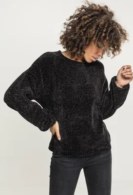 Produktbild von Urban Classics Sweatshirt Damen Ladies Oversize Chenille Sweater schwarz 5XL