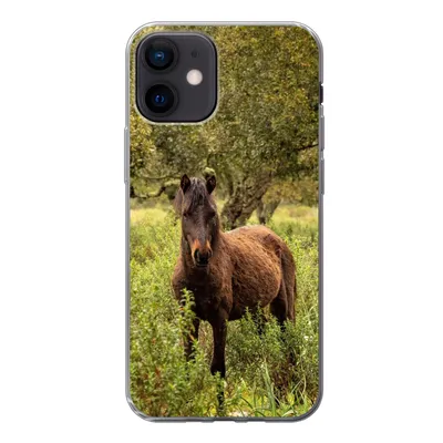 Produktbild von MuchoWow® Handyhülle Schutzhülle Hülle für iPhone 12 Pferd - Wald - Gras Silikon Softcase Handy Hülle - Schutzhülle