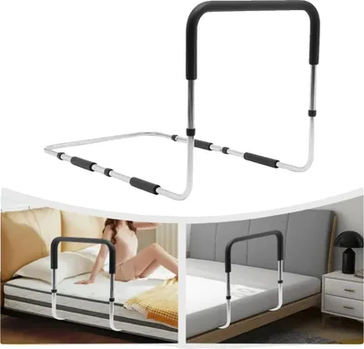 Immagine prodotto di Sponda per letto, altezza regolabile, struttura in acciaio resistente, nero
