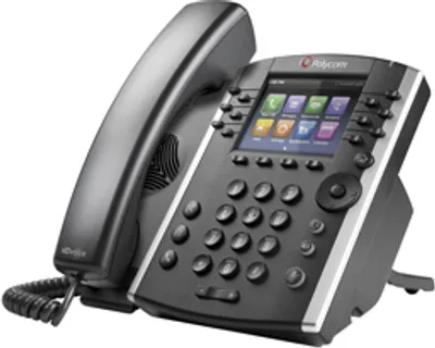 Produktbild von Polycom VVX 410 Strahlungsarmes Telefon, Farbdisplay, Rufnummernanzeige, Freisprechfunktion, Ethernet, USB-Anschluss