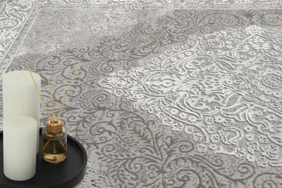 Produktbild von Tapiso Teppich ARES klassisch grau Wohnzimmer Schlafzimmer 140 x 200 cm