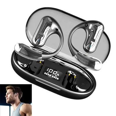 Übersetzer Kopfhörer, Open Ear Bluetooth Kopfhörer mit AI Übersetzer, 133 Sprachen, Bluetooth 5.3, 49H Akku, Sport Ohrhaken