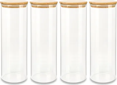 Immagine prodotto di Schramm® Set di 4 pezzi con coperchio in bambù in 6 diverse dimensioni Barattoli per la conservazione impilabili a tenuta stagna Barattolo per la conservazione, dimensioni:2200 ml
