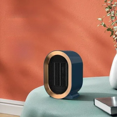 Image de Radiateur électrique, mini-radiateur, 1200 W, bleu, petit ventilateur de bureau