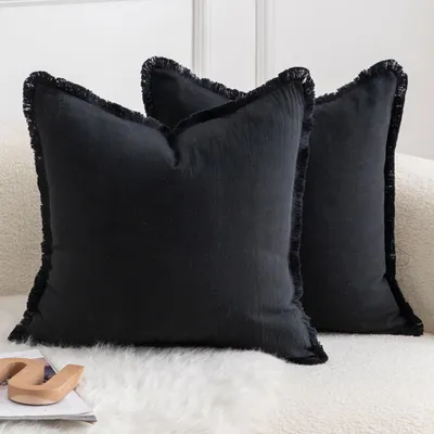 Obrázek produktu pro Sada dvou bavlněných povlaků na polštáře - 65x65 cm, černá barva