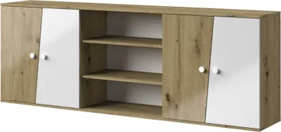 Productafbeelding van Minio, hangkast "Nantes", 213 cm, deuren met hoogglansafwerking, kleur: ambachtseik/wit