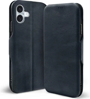 Produktbild von Conie Retro Klapp Tasche für iPhone 16 Kartenfach Hülle Rundumschutz in Blau