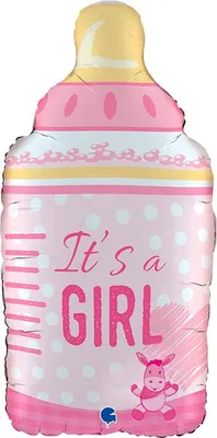 Produktbild von Shape Folienballon Babyflasche "It's a Girl" rosa, 30x64cm zur Geburt Baby Mädchen rosa