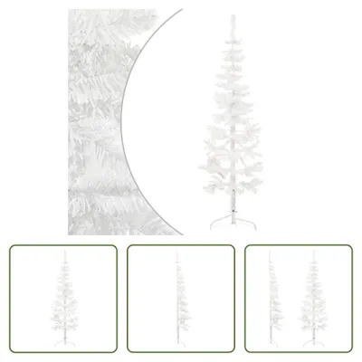 Produktbild von The Living Store Künstlicher Halb-Weihnachtsbaum mit Ständer Schlank Weiß 150 cm