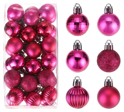 Kunststoff-Weihnachtskugeln, rosa, 3 cm, 36 Stück