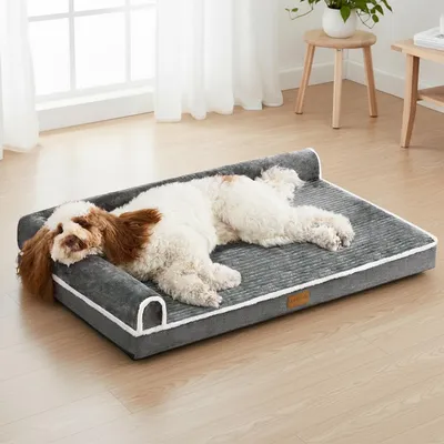 Image de Lit orthopédique pour chien grand 91x61cm imperméable gris