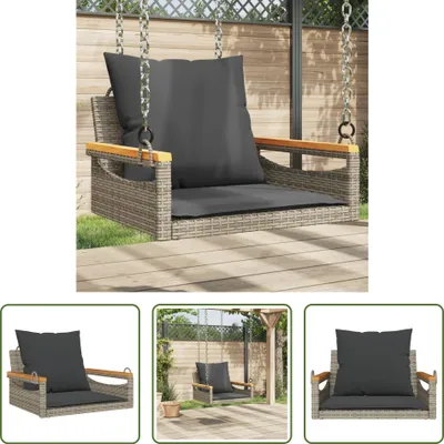 Obrázek produktu pro The Living Store Závěsné křeslo s polštářem Grey 63x62x40 cm Poly ratan