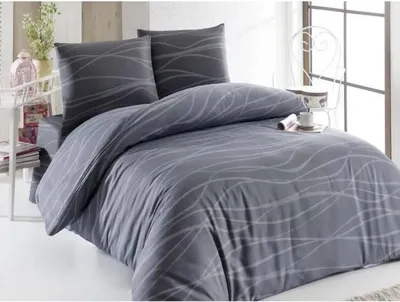 Image de Parure de Lit Housse de Couette 220 x 240 cm, 2 Taies d'Oreiller 60 x 60 cm, 65% Coton 35% Polyester, Gris
