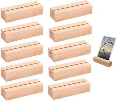 Image de Supports de cartes de table en bois, lot de 10, en bois naturel, pour mariages