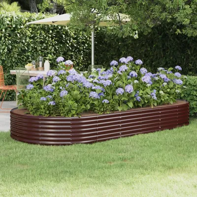 Produktbild von The Living Store Hochbeet Pulverbeschichteter Stahl 296x140x36 cm Braun