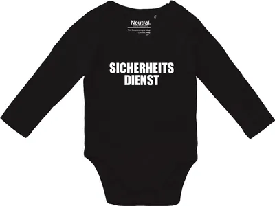 Produktbild von Huuraa Baby Body Sicherheitsdienst Schriftzug 74 Black  Baumwolle Fairtrade Langarmbody Geschenkidee