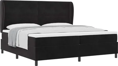 Obrázok produktu pre Posteľ s pružinovým rámom s matracmi Čierny 200 x 200 cm Zamat