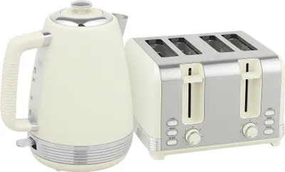 Produktbild von Wasserkocher- und Toaster-Set, 1,7 L, 2200W, Strix Thermostat, Filter, 4-Schlitz-Toaster, 7 Bräunungsstufen, Krümelfach