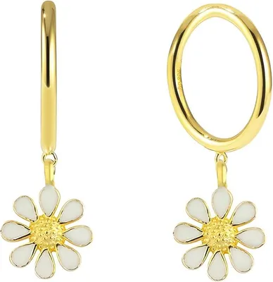 Produktbild von Ohrringe "Daisy" Hoops I Gänseblümchen Creolen I 925 Sterling Silber Blumen Ohrstecker I Antiallergen & er Echtschmuck