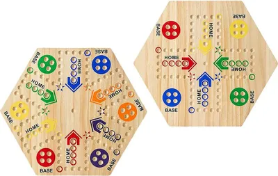 Immagine prodotto di Scacchiera volante esagonale in legno, puzzle giocattolo per bambini, dipinto su entrambi i lati, 6 e 4 giocatori divertenti