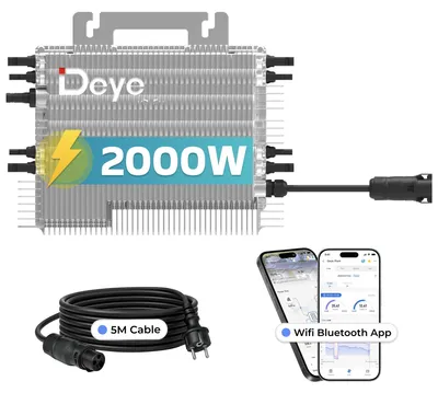 Produktbild von DEYE Mikro-Wechselrichter 2000 W SUN-M200G4-EU-Q0 inkl. 5m Anschlusskabel für Mini-PV Solaranlage Balkonkraftwerk, IP67, 4 MPPT, WIFI, Micro Inverter