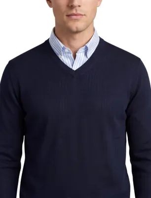 Produktbild von März Pullover V-Ausschnitt dunkelblau einfarbig Wolle