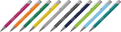Produktbild von 10 Kugelschreiber aus Metall / vollfarbig lackiert / 10 Farben (matt)