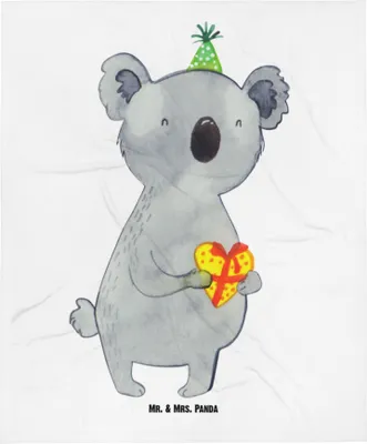 Produktbild von Mr. & Mrs. Panda Fleecedecke Koala Geschenk - Weiß - Kinderwagendecke, Plaid, Erstlingsdecke, Schlummerdecke, Party, Geburtstag, Babydecke