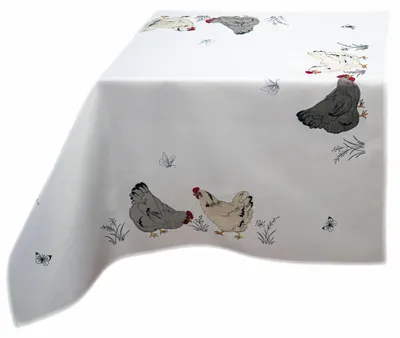 Image de Nappe Chemin de table Broderie Poule Papillons Pâques 85 x 85 cm