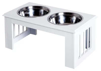 Produktbild von PawHut Erhöhter Hundenapf Haustier Futternapf Edelstahl MDF Weiß