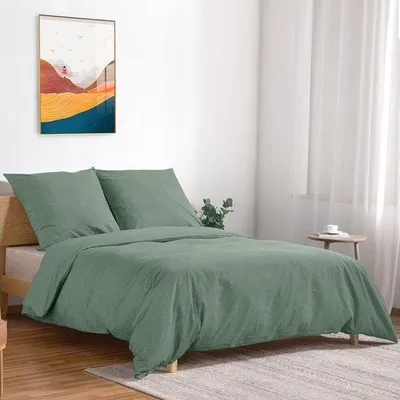 Produktbild von Famanu Bettwäsche 135 x 200 cm, 4-teilig, grüne Bettwäsche mit Reißverschluss