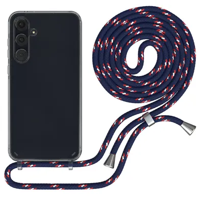Produktbild von EAZY CASE Handykette kompatibel mit Samsung Galaxy A55, Handyhülle mit Umhängeband, Handykordel, Schutzhülle Clear, Band in Blau