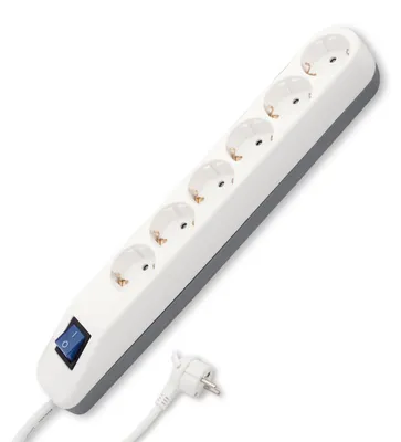 Produktbild von REV Steckdosenleiste Ice 6-fach mit Schalter 1,4m Kabel 3680W Weiß
