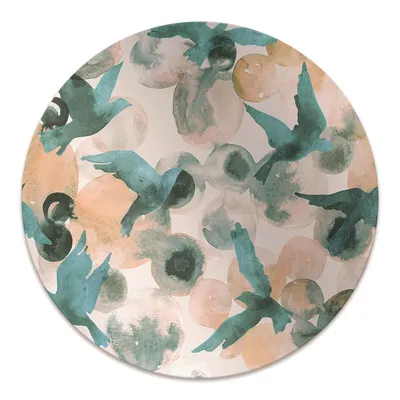Produktbild von Rundmatte - Stuhlunterlage Bürostuhlunterlage - Rund Ø 100 cm - Bodenmatte - Fußmatte - Aquarellvögel