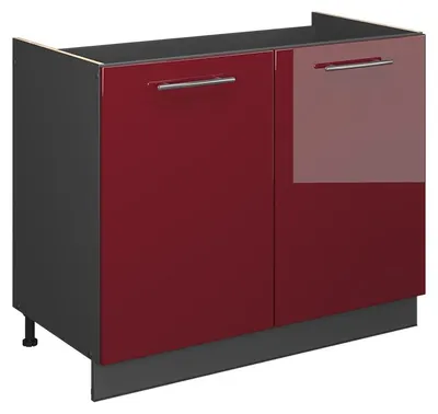 Immagine prodotto di Mobile lavello cucina Vicco Fame-Line Bordeaux lucido/Antracite 100 cm senza piano di lavoro, Model 61601
