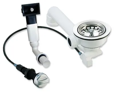 Produktbild von Küchenspülen Ablauf-Set - Drehexcenter 3 1/2 Zoll / 114 mm, Siebkorbventil, Raumsparbogen und rechteckiger Überlauf für Edelstahl-Spülen von Blanco Rieber Teka