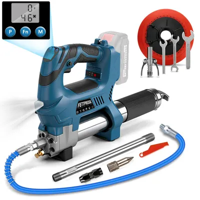 Produktbild von 15000 PSI Akku-Fettpresse mit Mengenzähler, Kompatibel mit Makita 18V Akku, Bürstenloser Motor, LED-Licht, mit Standard, H und G Fettdüse (ohne Akku)