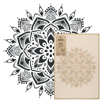 Produktbild von Mandala Große Malschablonen Durchmesser 57 cm, Blume Mandala Schablone, Wiederverwendbare Kunststoff Wandschablone DIY